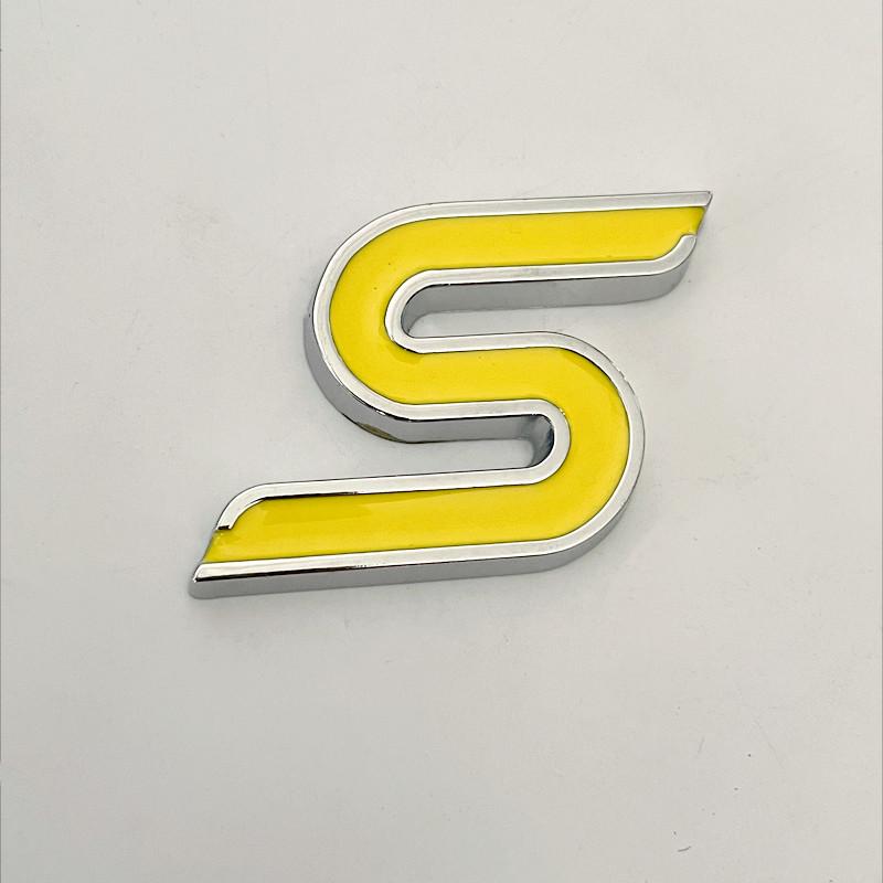 3D Metal S Logo Front Grille Emblem Badge Car Rear Trunk Stickers For Focus Fiesta Escape Ecosport Kuga Mondeo Accessories