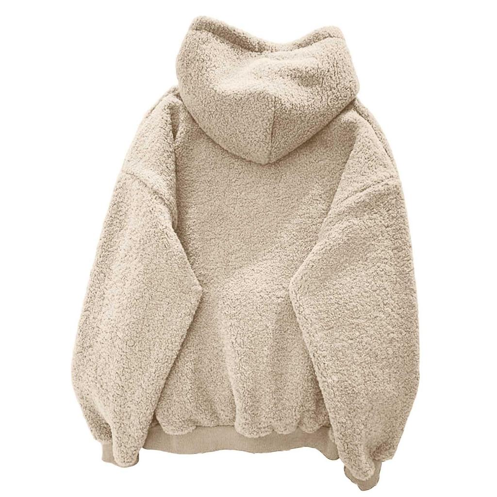 Hanorac de damă la modă, uni, cu mâneci lungi, cu glugă, cald de lână de oaie, casual