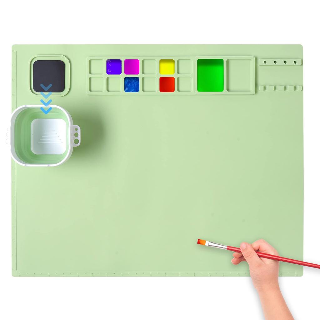 Silicone Drawing Mat with Cup, Kids Painting Pad, Washable Reusable Doodle Mat, Painting Tray for Toddlers