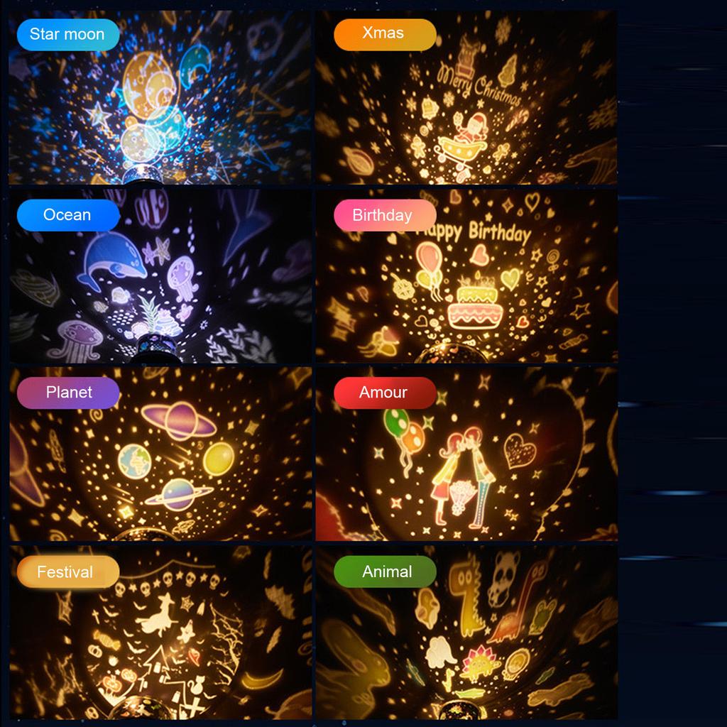 Sternprojektionslicht 5V USB-betrieben Dynamischer rotierender Sternprojektor Nachtlicht für Schlafzimmer