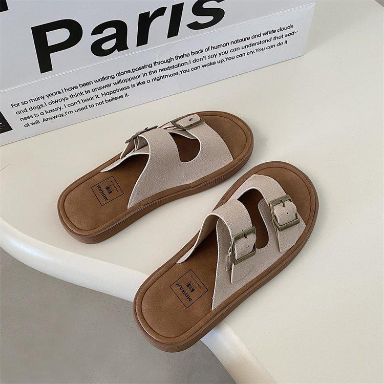 Flat bottom women's word summer wear half slippers new beach shoes fishing lazy shoes casual cool slippers