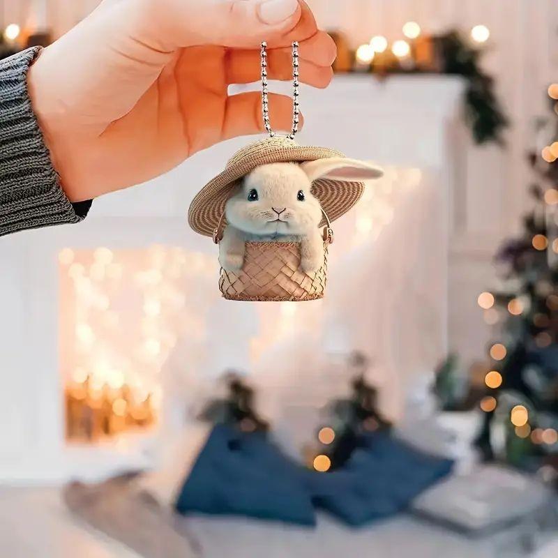 Charming Acrylic Christmas Tree Car Mirror Hanger Cute Cartoon Decorative Pendant