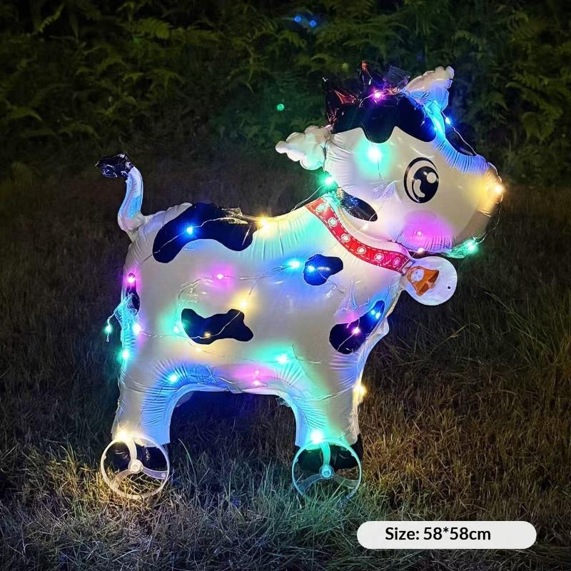 HUAHUAElephant Inspired Standing 4D Glow Foil Balloons with Wheels for Child's Birthday and Baby Shower DecorationsHUAHUA