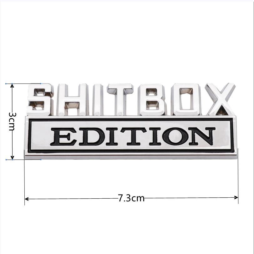 3D Zinc Alloy Emblem SHITBOX EDITION Badge Car Tail Side Sticker Accessories for Jeep, Dodge, Chrysler and Trucks. ALU1