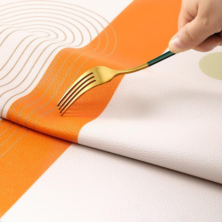 Dining Table Mat Oil-Proof And Waterproof Coffee Table Tablecloth Table Mat Light Luxury Advanced Sense Leave-In Tablecloth Desktop Pvc Protective Mat