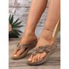 Women's Fashion Slip-On Flip Flops, Floral Decor Flat Sandals, Comfort PU Sole Casual Shoes for All Seasons