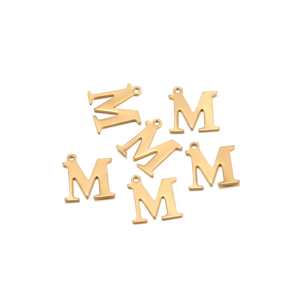 30pcs Stainless Steel Gold Color 26 Letter Pendant Alphabet Charms Necklace Pendant Bracelet Making Earring Findings DIY Jewelry