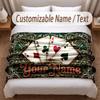 Cards Casino Theme Soft Blanket Personalized Custom Name Text Print Warm Blanket Home Sofa Bedroom Decor