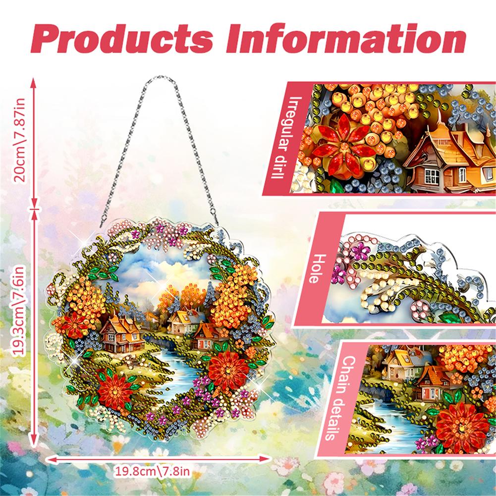 Acrylic 2D Flat DIY Special Shape Hanging Diamond Art Kits Rhinestone Diamond Art Window Pendants Home Wall Decoration Crafts