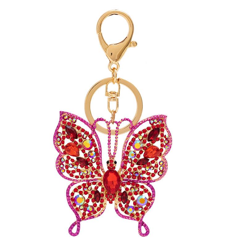 2024 New Creative Butterfly Key Chains Alloy Inlaid with Diamonds Fashionable and Simple KeyChains Car Charms Bag Charm Keyring