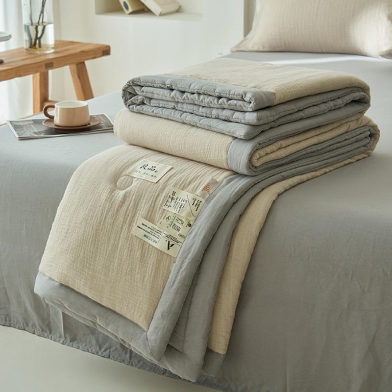New Japanese Simple Style Solid Color Comfortable Home By Class A Double-layer Yarn Good Product Soybean Summer Cool Quilt