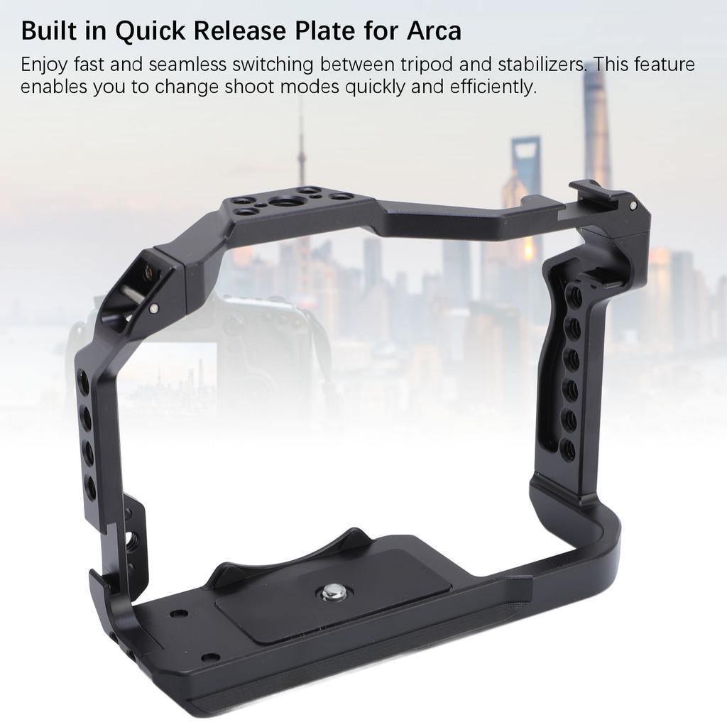 Camera Cage for R8 Camera Frame Rig with for Arca Base Cold Shoe Strap Slot 1/4 3/8 in Screw Holes for Vlog Video Recording