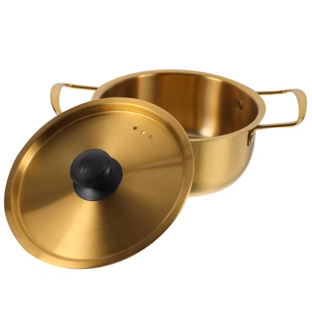 Stainless Steel Noodle Cooker Double Handle Soup Pot Milk Pot Ramen Pot  Camping