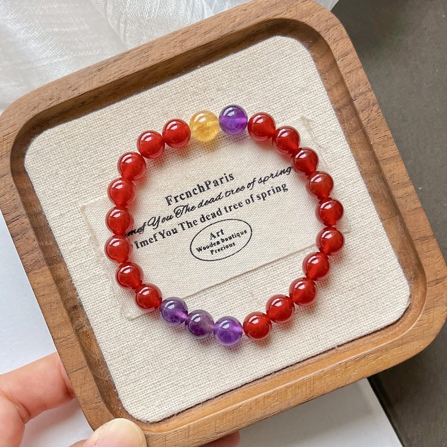 8Mm Natural Chalcedony Amethyst Citrine Bracelet Bracelet
