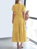 Spring/Summer Women's Fashion V-Neck Ruffled Bubble Sleeve Layered Maxi Dress for Women
