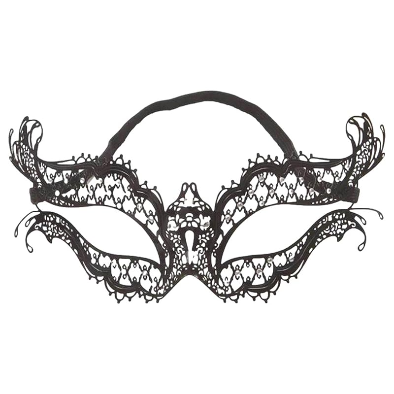 

[Aquamie] venetian mask sexy mask iron disguise eye mask Stylish half disguise mask For adults (black heart)