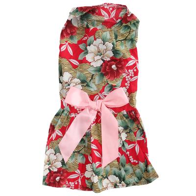 Pet Summer Cute Clothes Girl Dog Polyester Sleeveless Skirt Dresses with Bow On Back