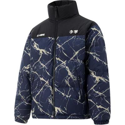 Outdoor-Serie Vollprint Farbblock Reißverschluss Stehkragen Bequem Atmungsaktiv Vielseitig Warm Daunenjacke Herrenjacke AYMU601-5