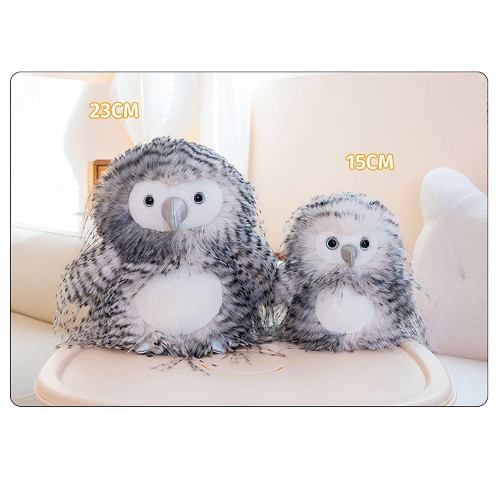 Hairy Owl Stuffed Doll Khaki Grey Simulation Owl Toy Simulated Owl Plush Toy Gift Giving