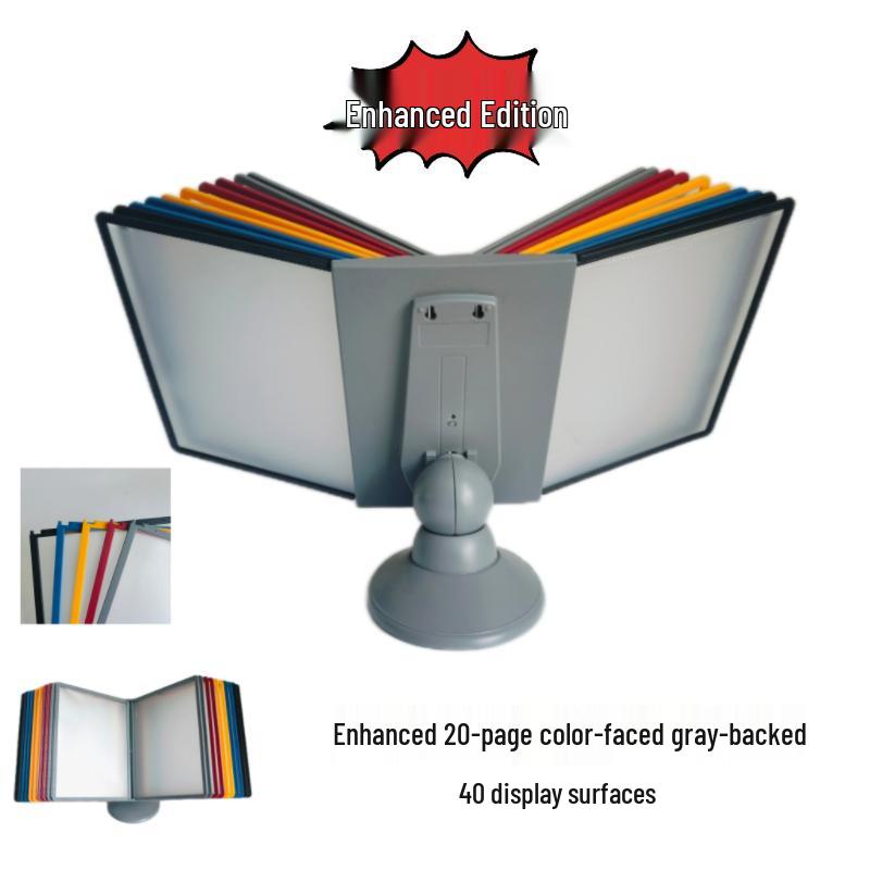 

A4 Rotating Desktop Document Rack: 40-Page Flip-Over Display Stand & Loose-Leaf Photo Album Holder.