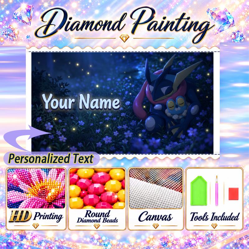 Personalized Greninja Diamond Art Custom Name 5D Diamond Painting Full Drill DIY Craft