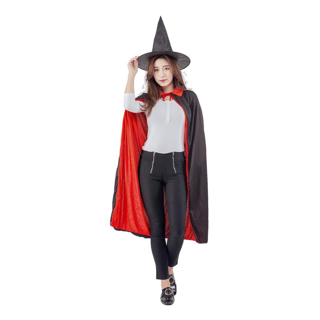 Halloween Grim Reaper Vampire Witch Black Cape - Adult & Child Single Layer Cloak