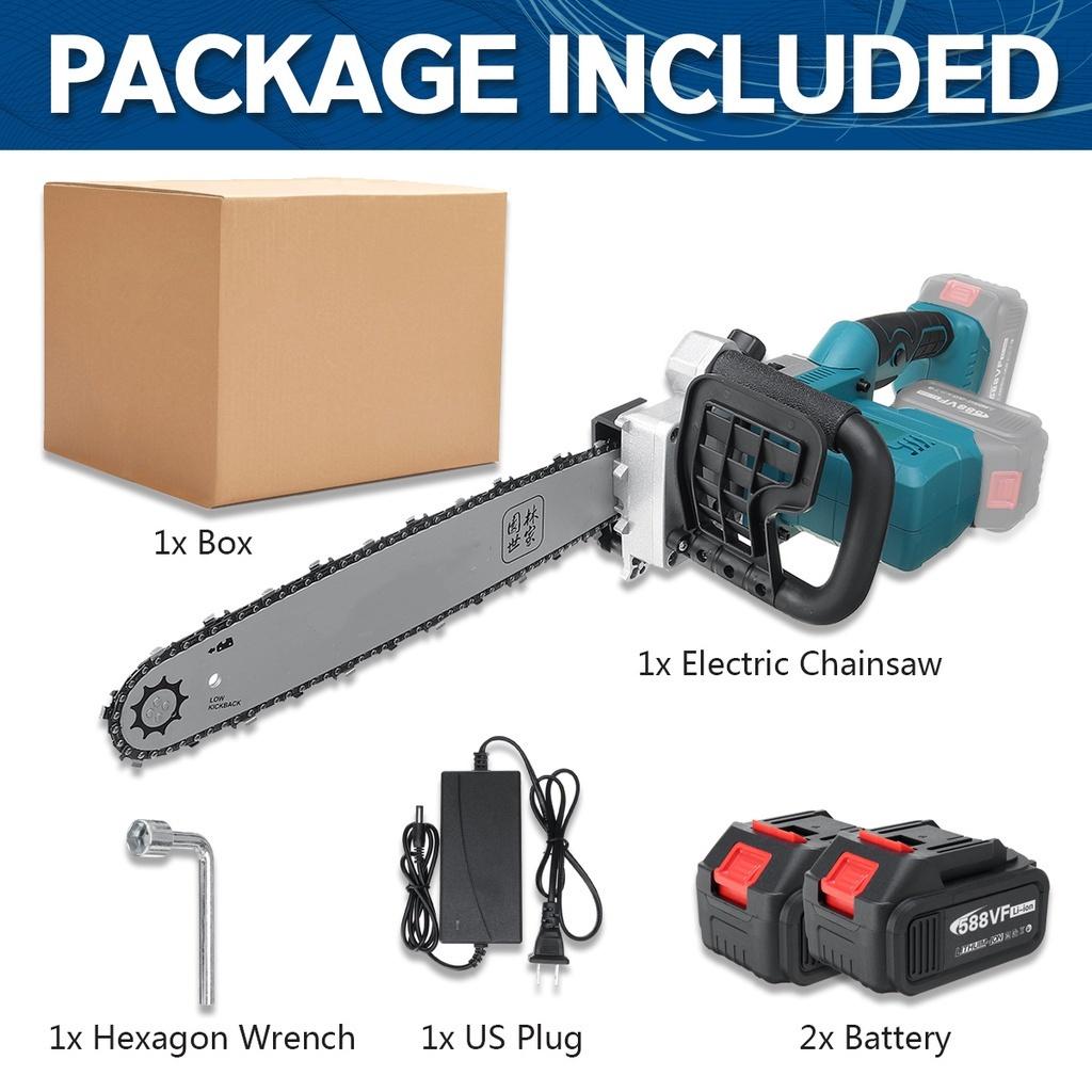 588vf 16 Inches Electric Chain Saw Electric Brushless Motor Woodworking Chain Cordless Saw for Battery  2500W