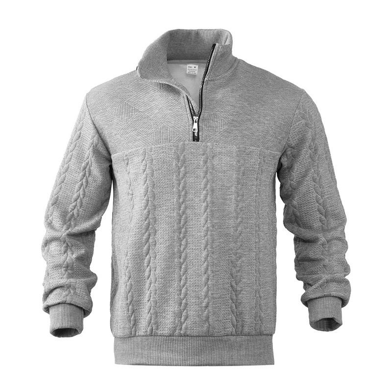 Men Loose Large Size Half Zip Stand Collar Long Sleeve Pullover Sweatshirt