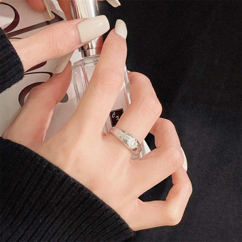 Medieval Brushed High-Quality Texture Retro Open Ring Niche Design Light Luxury Index Finger Ring Star Personality Ring Woman