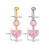 Fashion Pink Crystal Crown Belly Button Rings Stainless Steel Long Pendant Butterfly Heart Navel Piercing For Women Jewelry