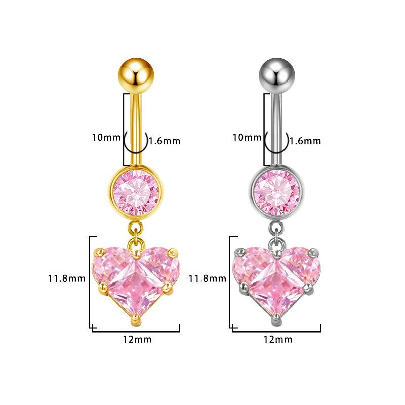 Fashion Pink Crystal Crown Belly Button Rings Stainless Steel Long Pendant Butterfly Heart Navel Piercing For Women Jewelry