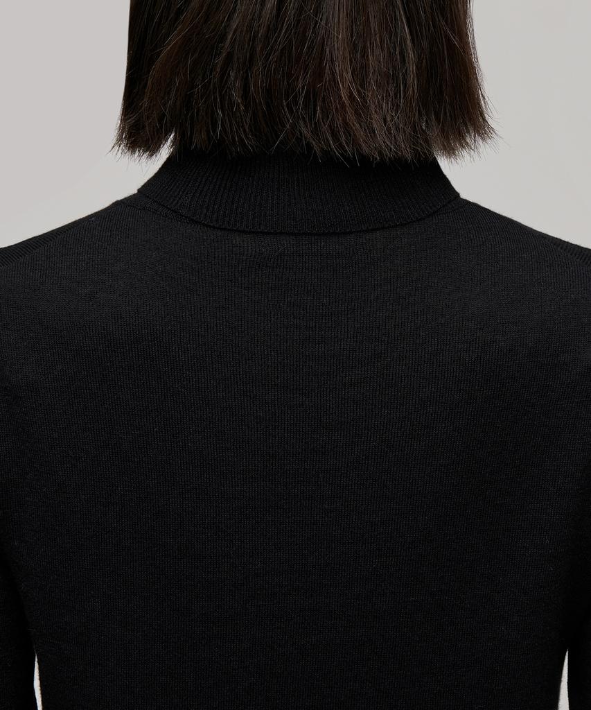 MUSINSA STANDARD WOMAN Damen Merinowolle-Mischung Feinstrick Rollkragenpullover [Schwarz]