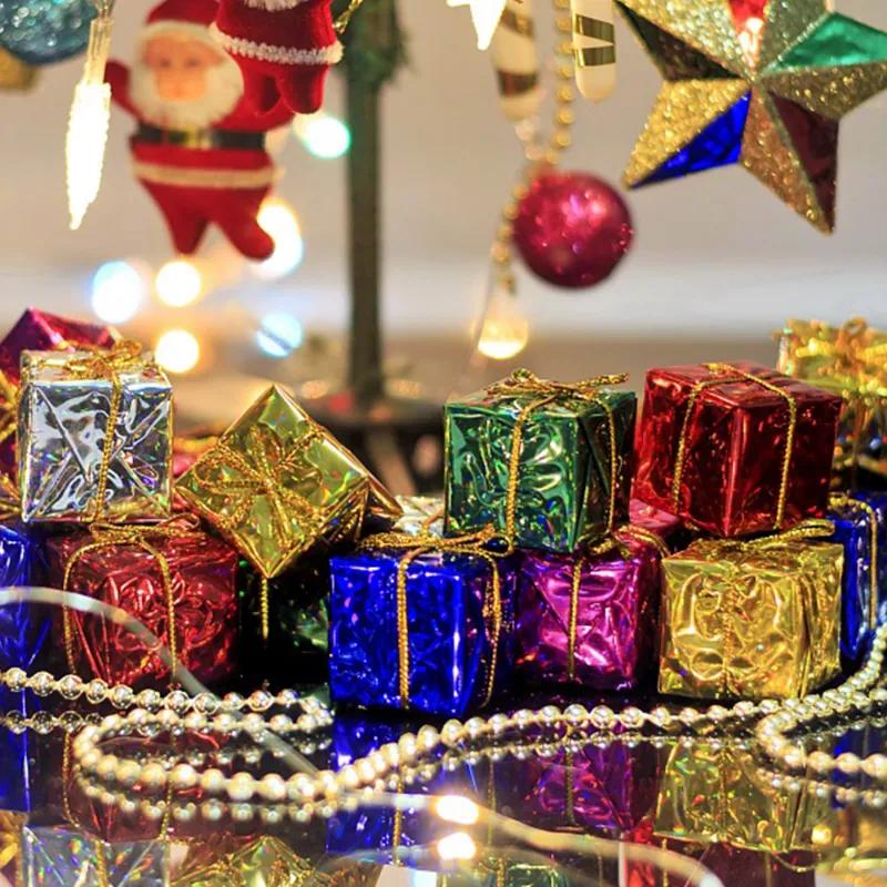 12pcs Mini Christmas Ornaments Handwork Gift Box Xmas Tree Accessories New Year Party Decor Candy Gift Boxes Pendant Navidad