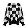 2026 New Plaid Knit Round Neck Women's Sweater - Loose, Versatile Long Sleeve