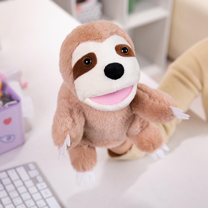 Stuffed Plush Animals Toys Hand Finger Story Puppet Kawaii Dolls Educational Baby Toys Sloth Raccoon Koala Panda Children Gifts