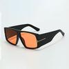 New in Sun Glasses for Women Modern Minimalist Style with Black Orange Lenses Golden Decorative Strips for Glasses Women