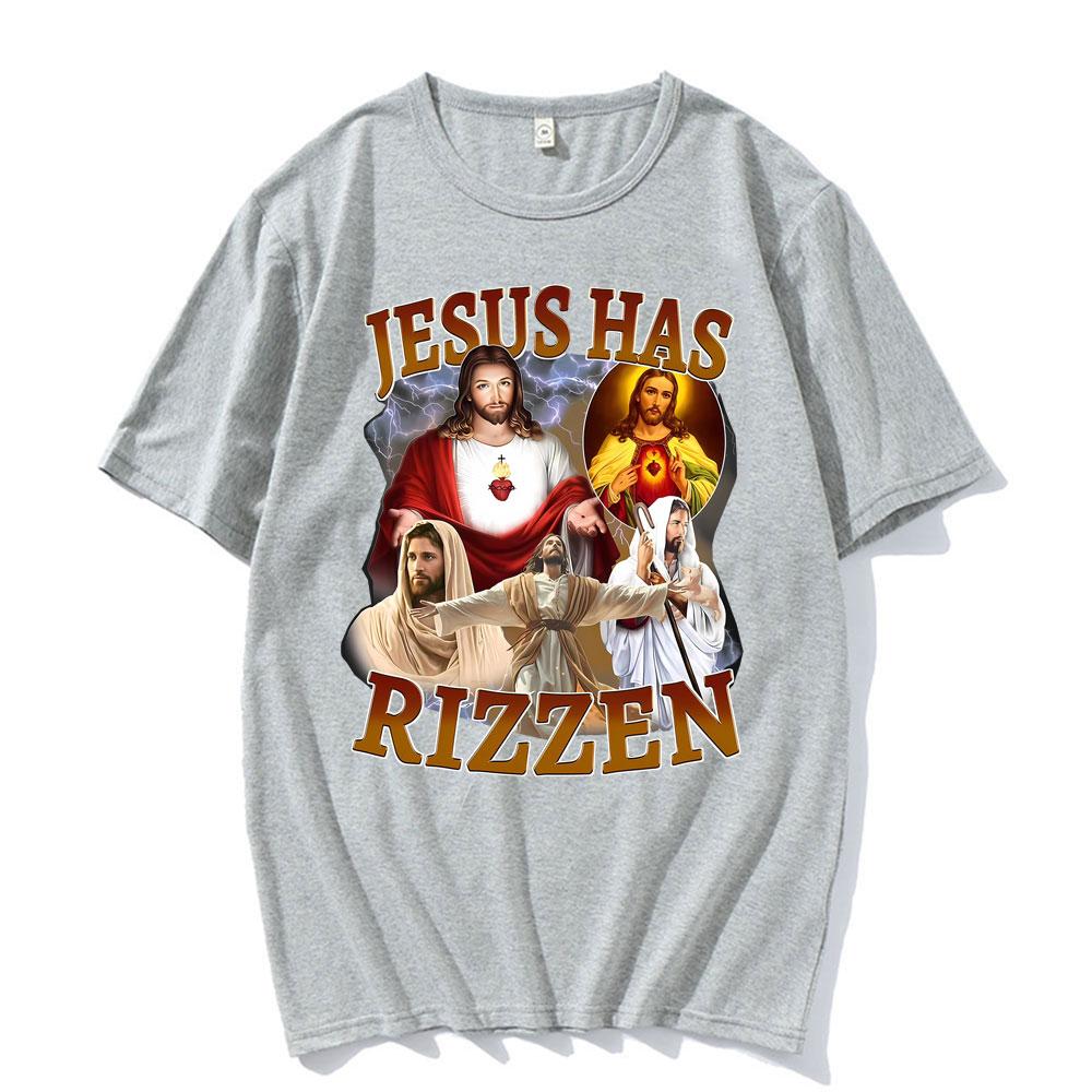 Lustiges Jesus ist auferstanden Jesus Cool Lustiges Grafik-T-Shirt Unisex Damen Komfort Oversize-T-Shirts Gothic Kleidung Kurzarm-T-Shirt