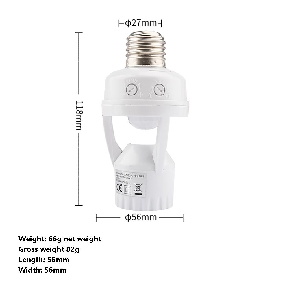

AC100-240V PIR Motion Sensor E27 Socket Converter Lamp Base Intelligent Switch Light Bulb Holder Infrared Sensor Switch