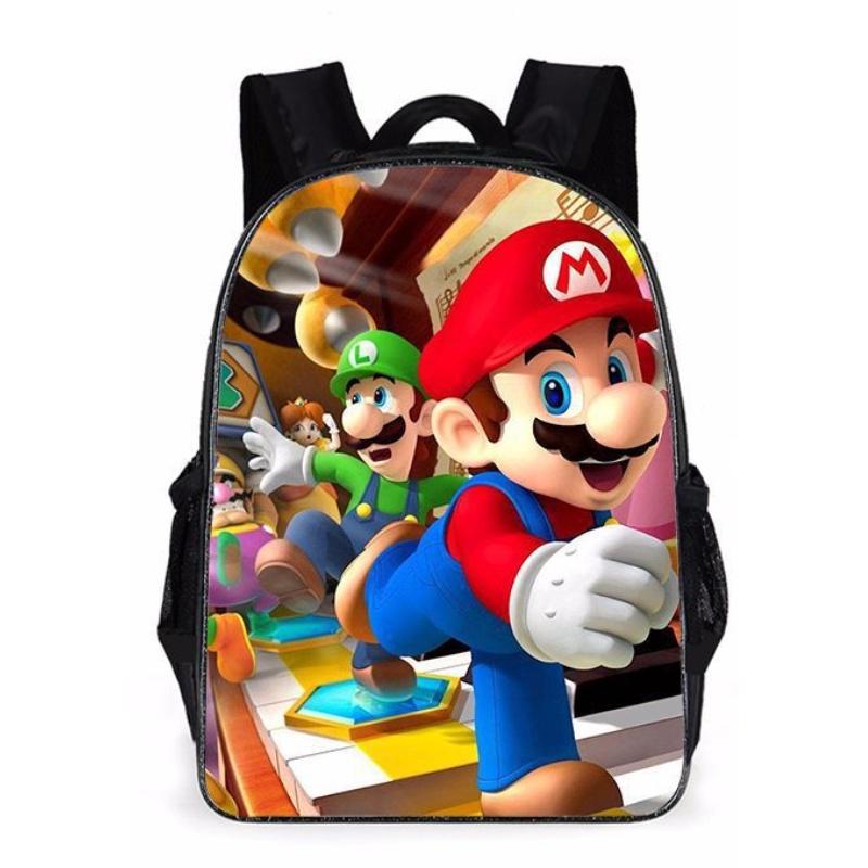Super Mario Cartoon School Bag Student Backpack Waterproof And Expandable Fashionable And Trendy Style Nylon Material