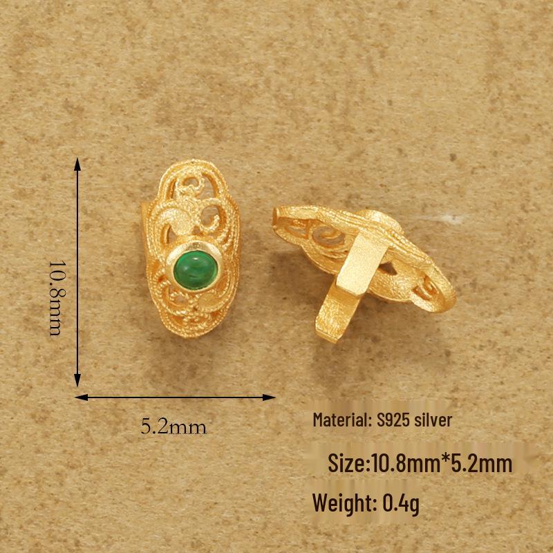 Handmade S925 Silver Ruyi Clasp Bracelet with Jade, Corundum Butterfly Clip, and Decorative Ring - Jewelry Accessory P24
