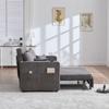 Multifunctional Fabric Sofa, Pull-Out Folding Sofa, With Storage Pockets On Armrests, USB Charging Function And Drink Holders (Grey Chenille Fabric)