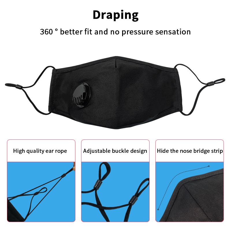 Anti-förorenings Pm2.5 Dammasker Tvättbara Och Återanvändbara Pluggbara Packning Bomull Unisex Rese Ppe Masker Bekväma Och Andningsbara