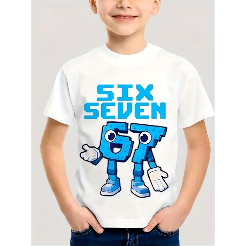 Cartoon 67 Print Kinder T-Shirts Sommer Mode Kurzarm Lässig Rundhals Oberteile für Jungen und Mädchen T-Shirts Top