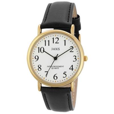 J-AXIS Men's HG198-BKW (Men's Watch Quartz White / Black Sun Flame) Round Watch Black Alloy Analog