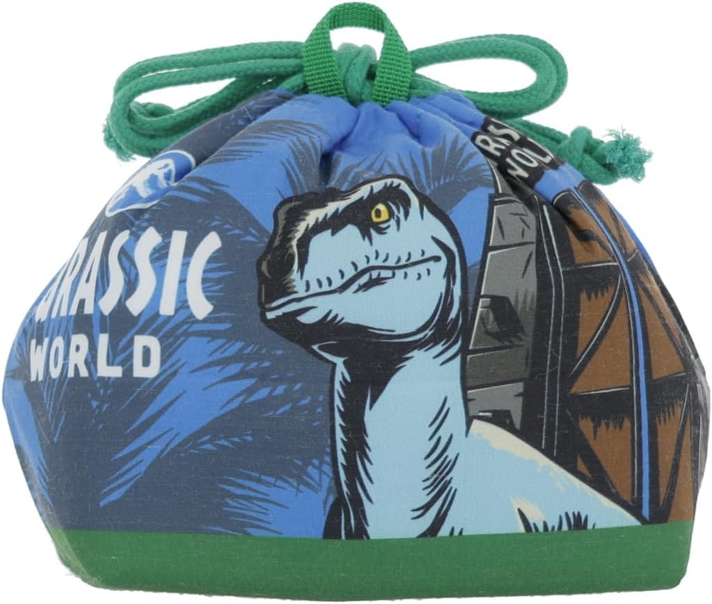 Marushin Jurassic World Blue Dynamic Dinosaur Lunch Bag with Perfect for and Elementary Perfect for Boys Gusset, Preschool, Kindergarten, School,