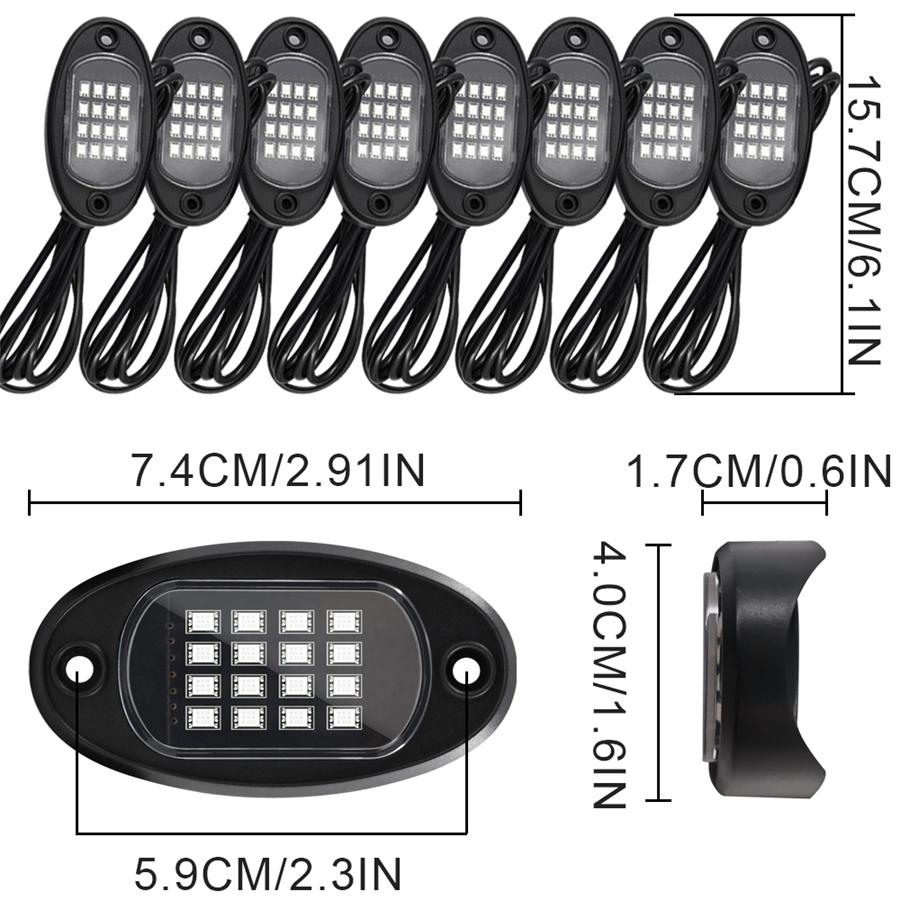 8x RGB LED Light Pod Rock Lights Offroad Truck Underbody Neon Lamp APP Control