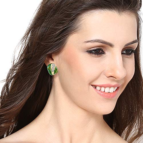 Estele Brass light green colour fancy Mosaic Studs for Girls