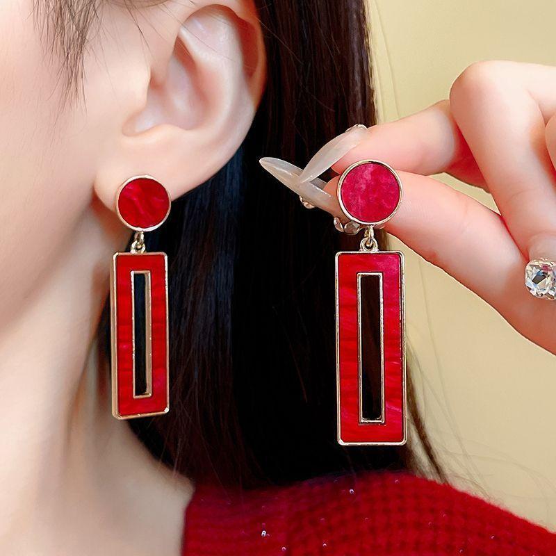 Red Love New Year's Earrings Women's Simple Festive Earrings Versatile Fashion Earrings