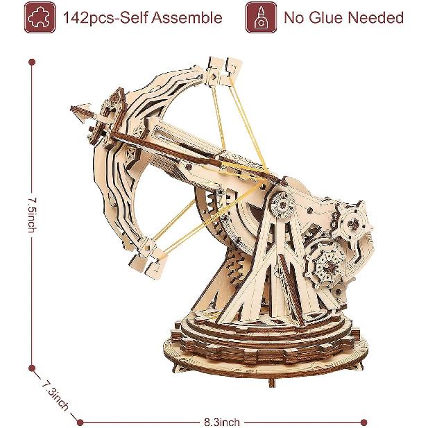 ROKR 3D Wooden Puzzles for Adults, DIY Wooden Ballista Launcher Toys Building Model Kits STEM Projects Toys for Boys/Girls