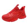 China-Chic Men's Shoes Breathable Mesh Versatile Casual Sports Running Anti Slip Shock Absorbing Elevated Red Dad Fashion